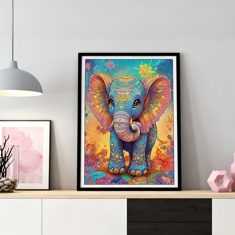 Resin Art Decoration Items - Diamond Art Elephant Animal Resin Square