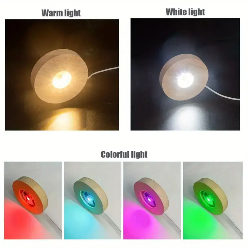 Wood Round LED Night Light Bas - Resin Art Stand recension och pris