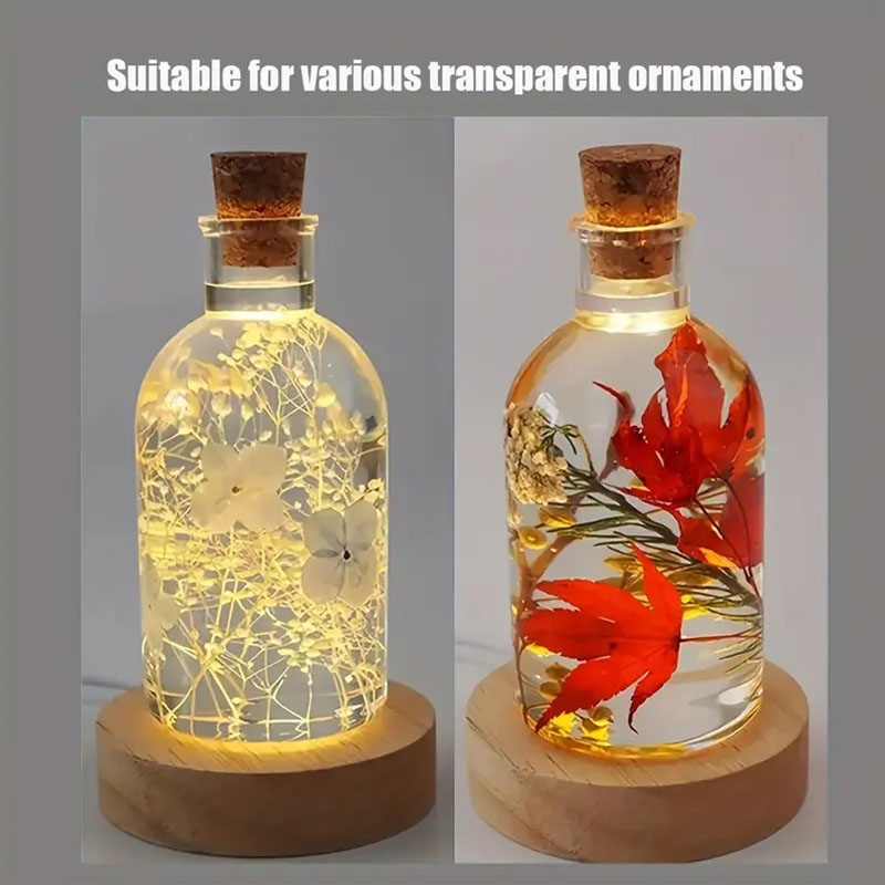 Wood Round LED Night Light Bas - Resin Art Stand recension och pris