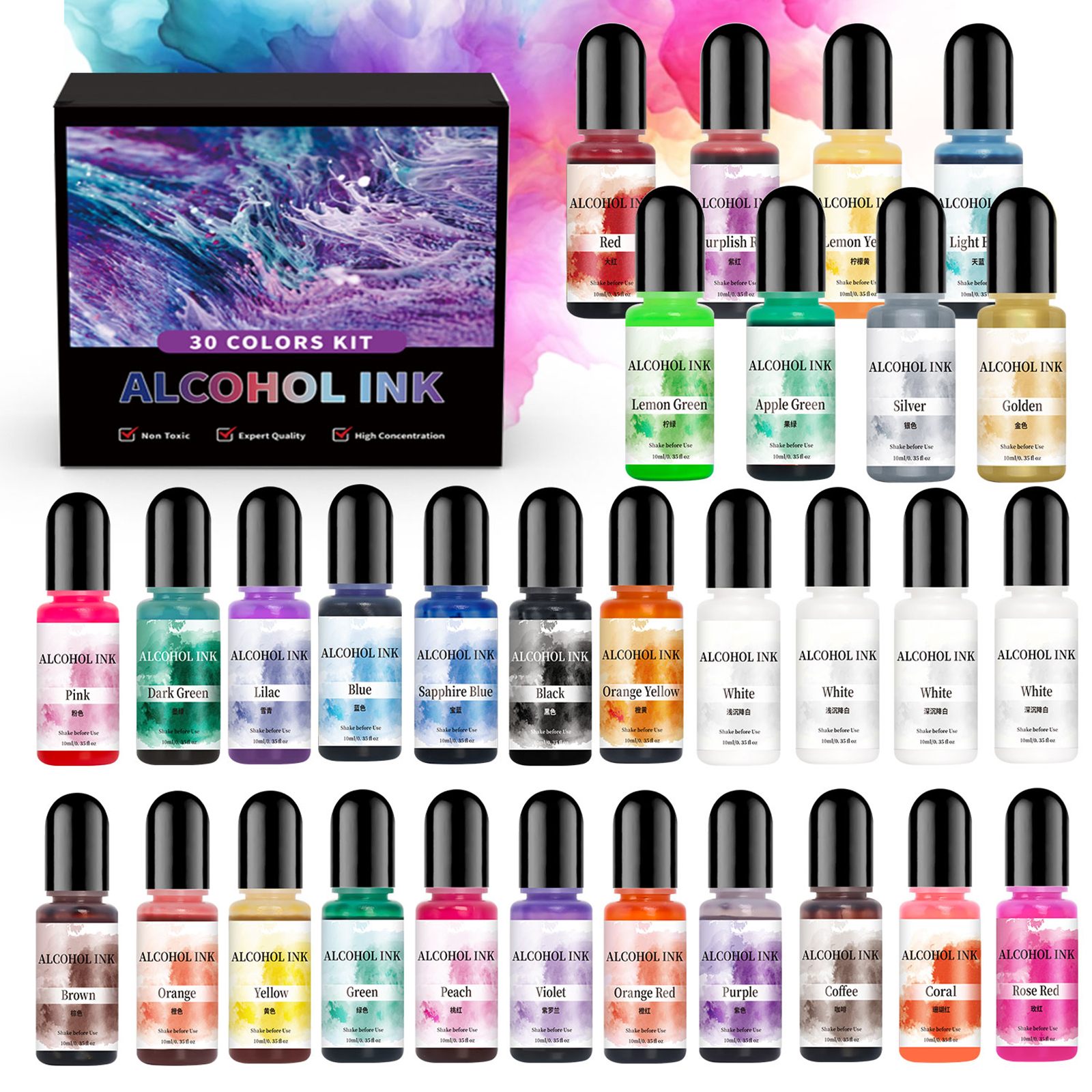 1set Art Ink Alcohol Epoxy Res - Resin Pigment Alcohol Ink recension och pris