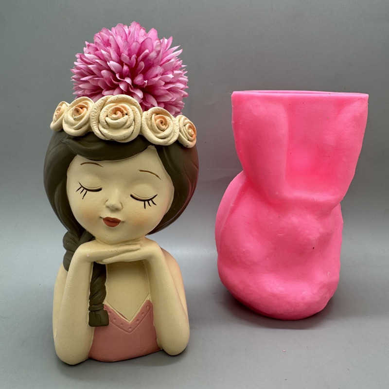 Cute girl flower pot silicone  - Resin Art Furniture recension och pris
