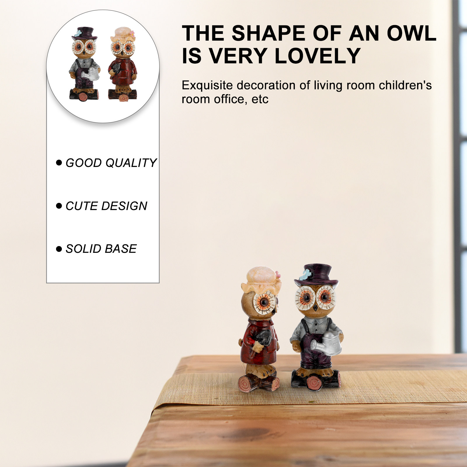 2Pcs Standing Owl Decor Resin  - Resin Art Decoration Items recension och pris