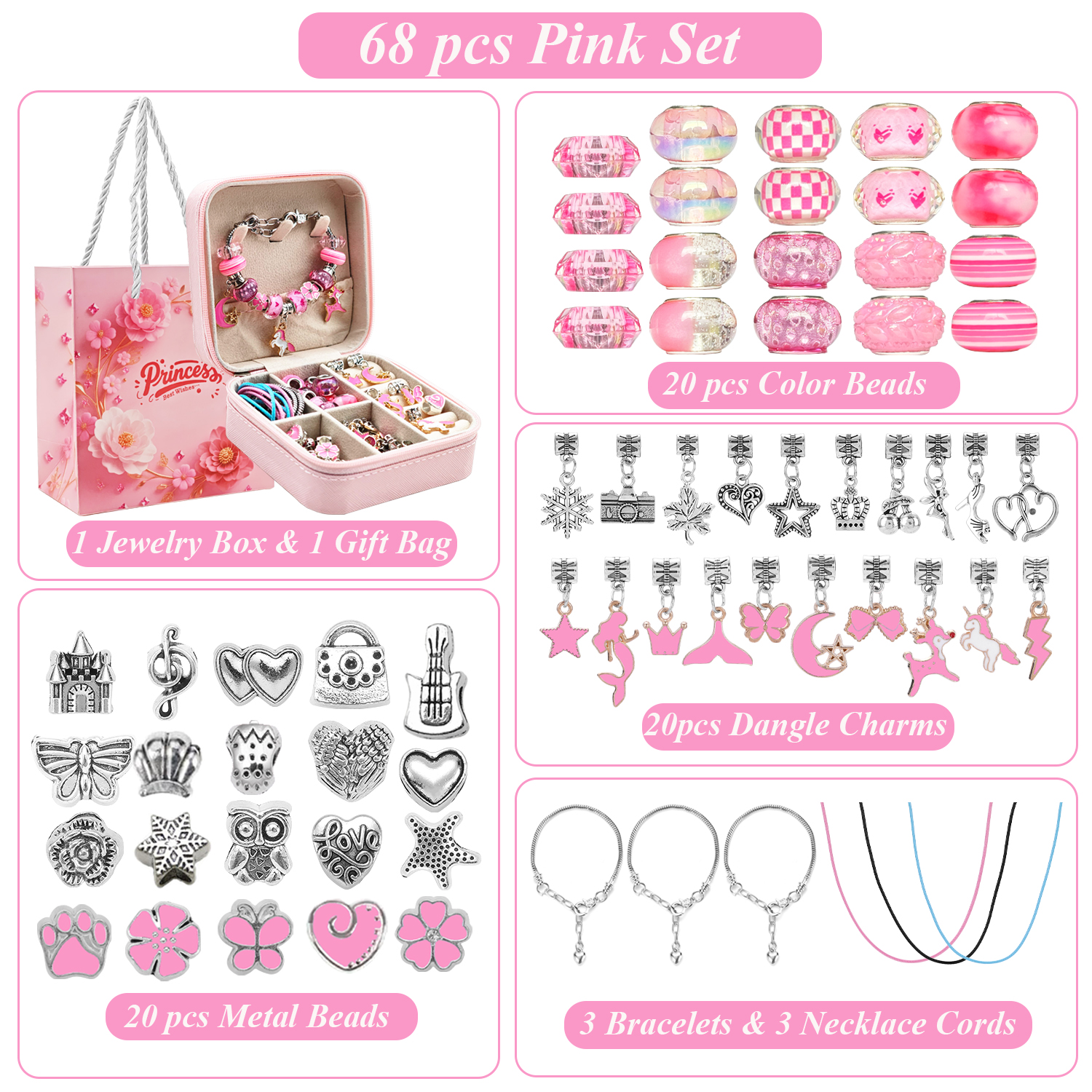 68pcs pink beaded jewelry set, - Resin Art Diy Kit recension och pris